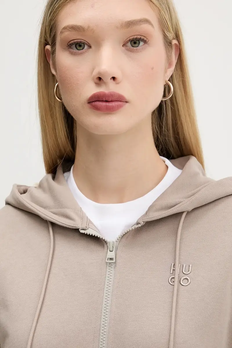 felpa in cotone donna colore beige con cappuccio 50535240 miniatura 4