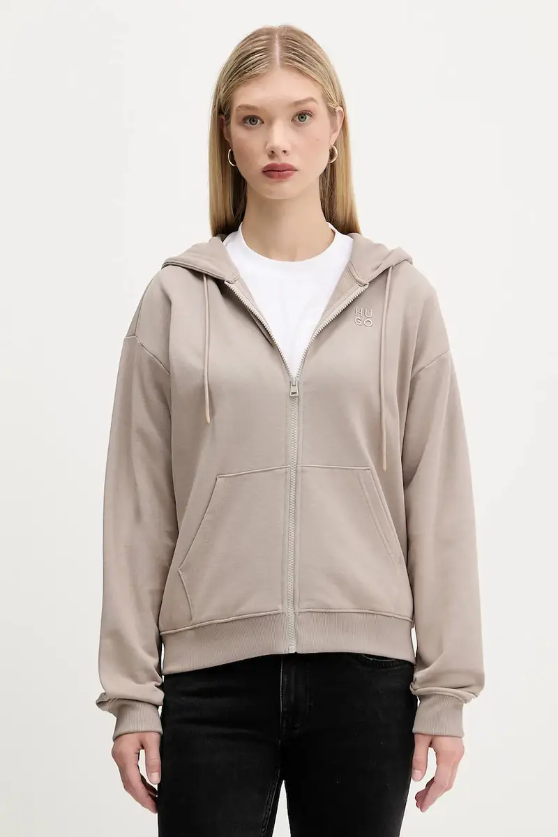 felpa in cotone donna colore beige con cappuccio 50535240