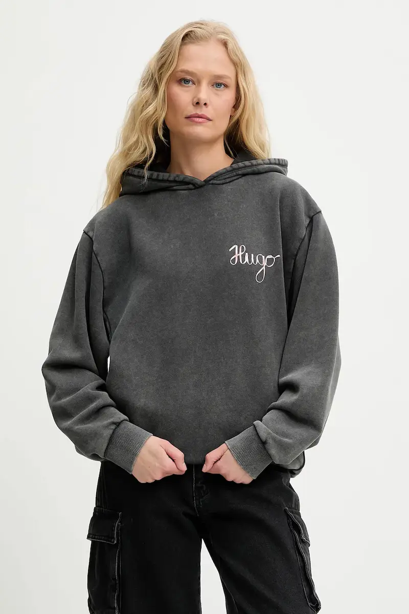 felpa in cotone donna colore grigio con cappuccio 50544870