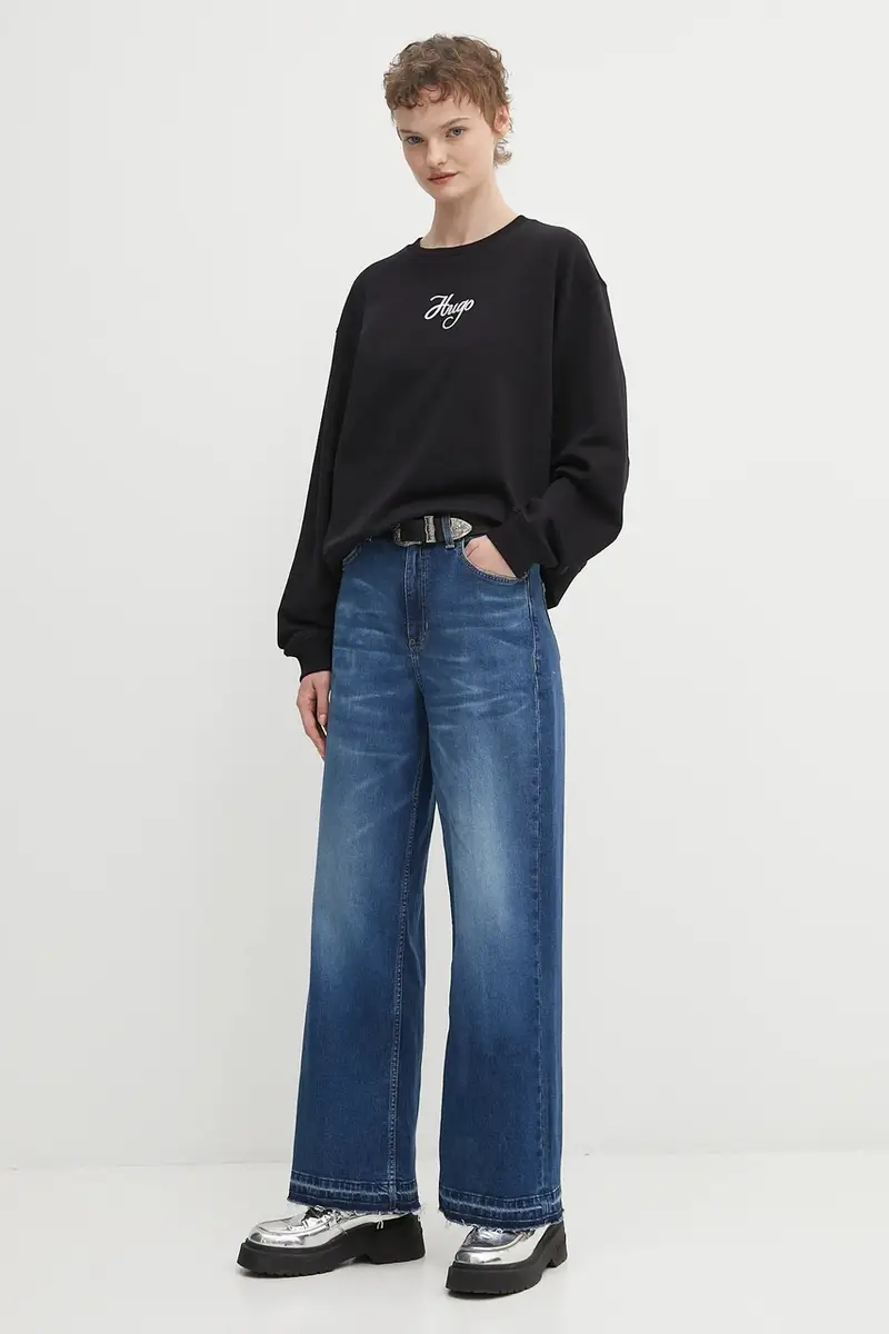 felpa in cotone donna colore nero 50550149 miniatura 2