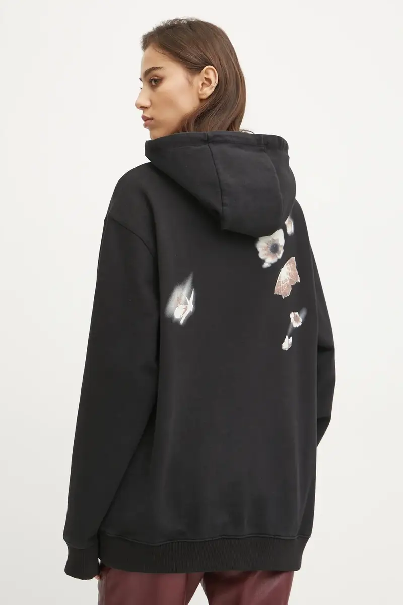 felpa in cotone donna colore nero con cappuccio 50534047 miniatura 3