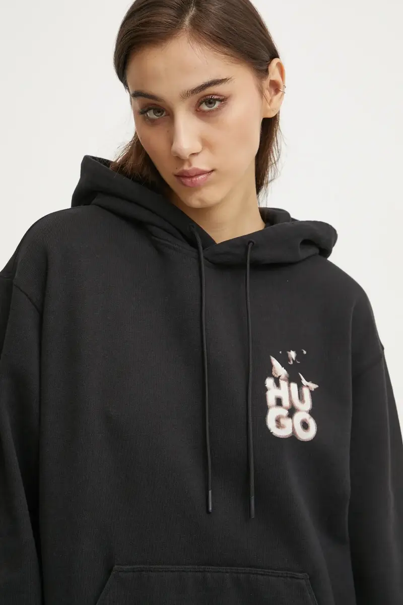 felpa in cotone donna colore nero con cappuccio 50534047 miniatura 4