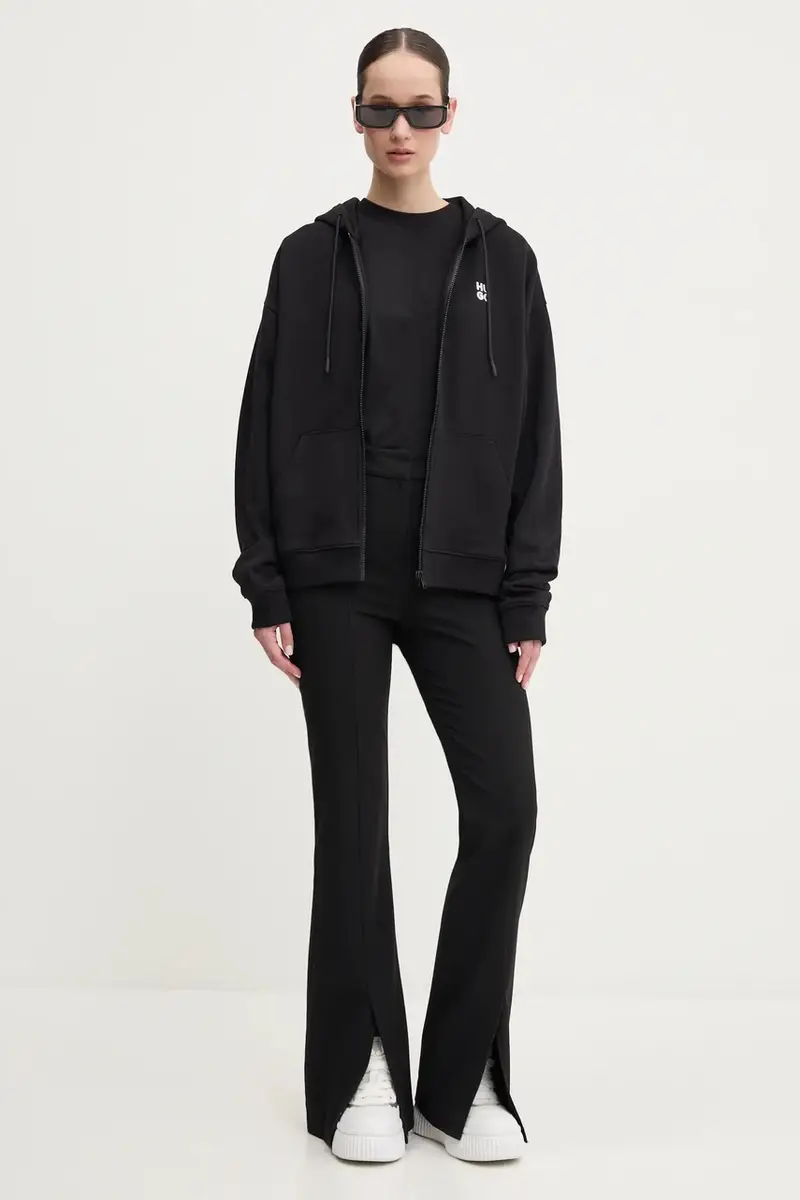 felpa in cotone donna colore nero con cappuccio 50535240 miniatura 2