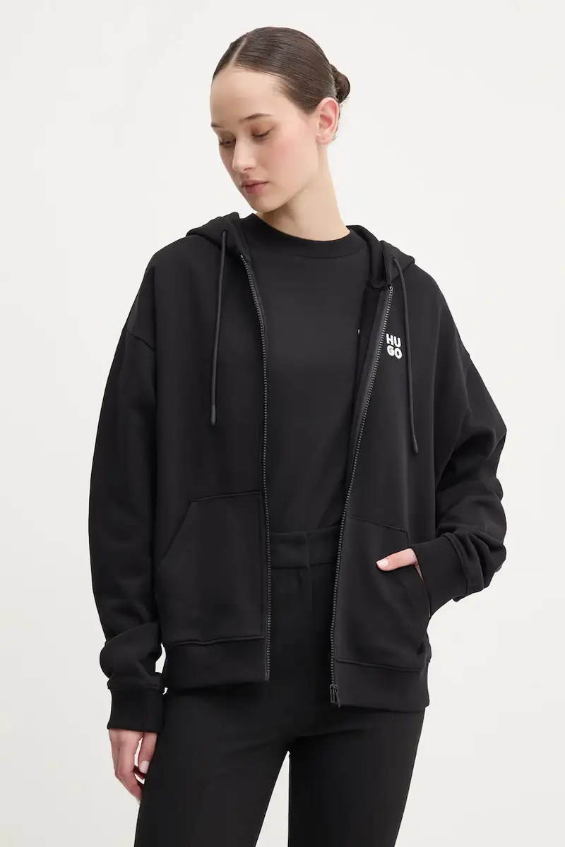 felpa in cotone donna colore nero con cappuccio 50535240