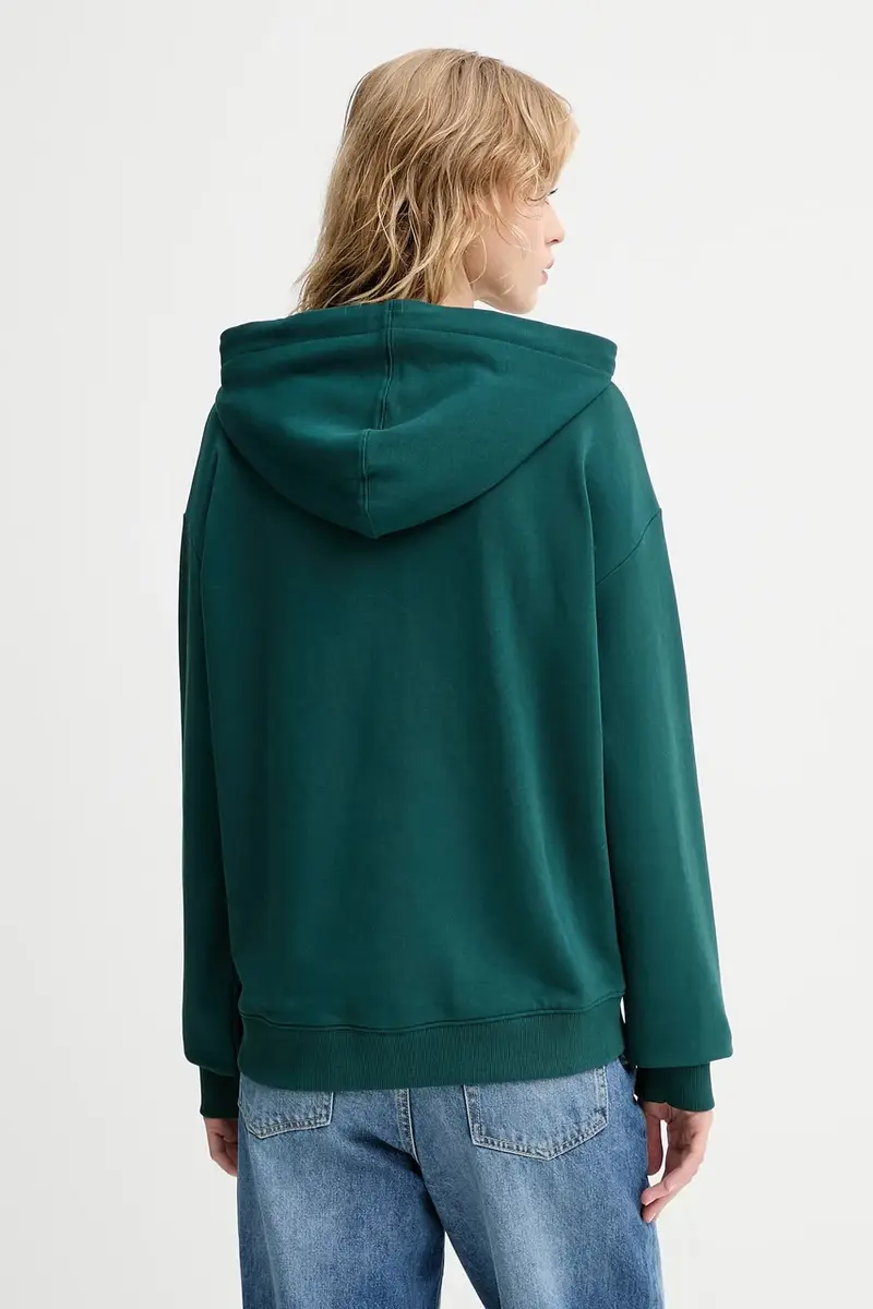 felpa in cotone donna colore nero con cappuccio 50535240 Verde miniatura 3