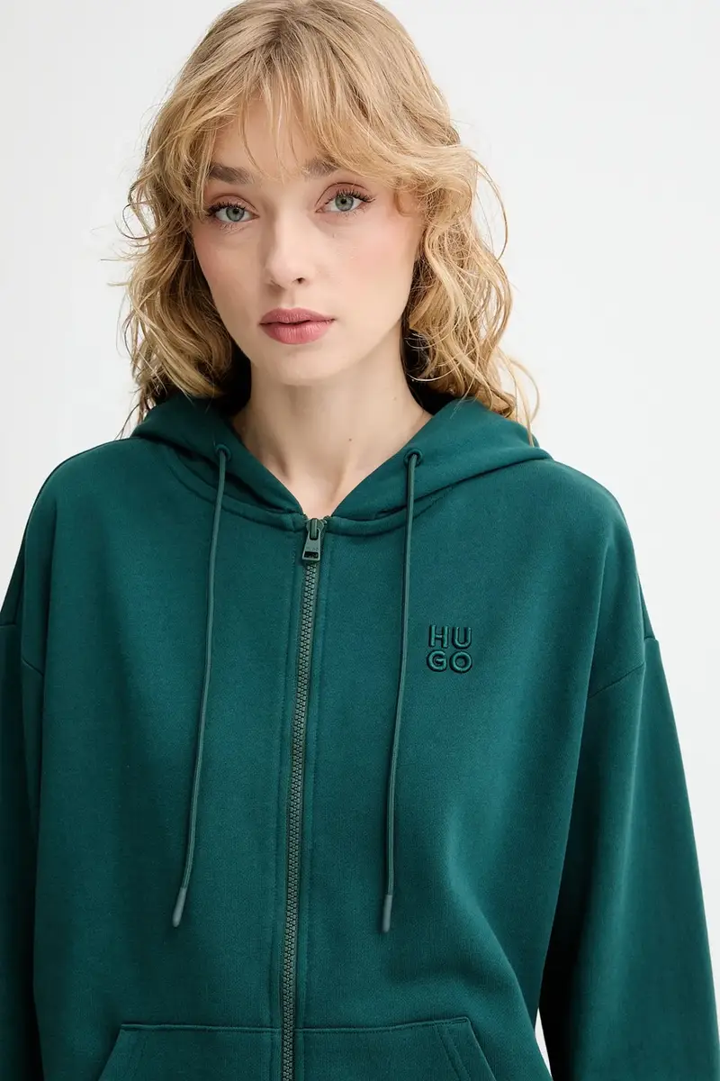 felpa in cotone donna colore nero con cappuccio 50535240 Verde miniatura 4