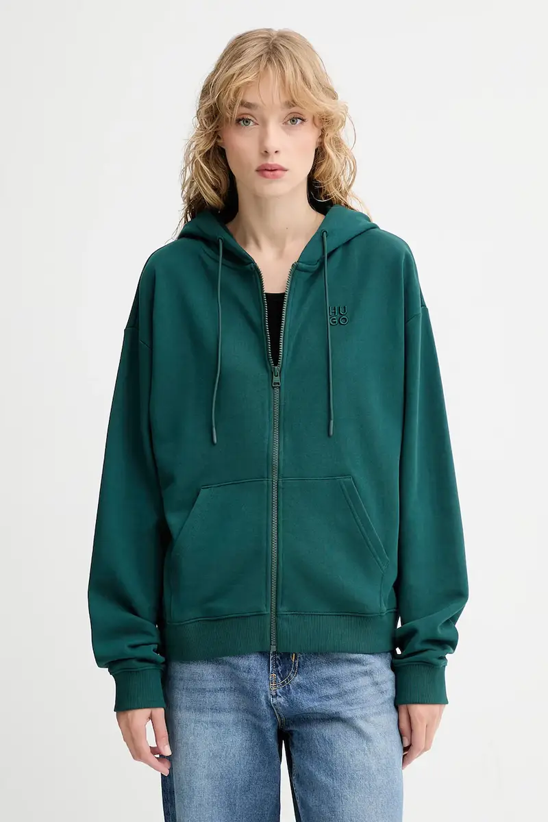 felpa in cotone donna colore nero con cappuccio 50535240 Verde