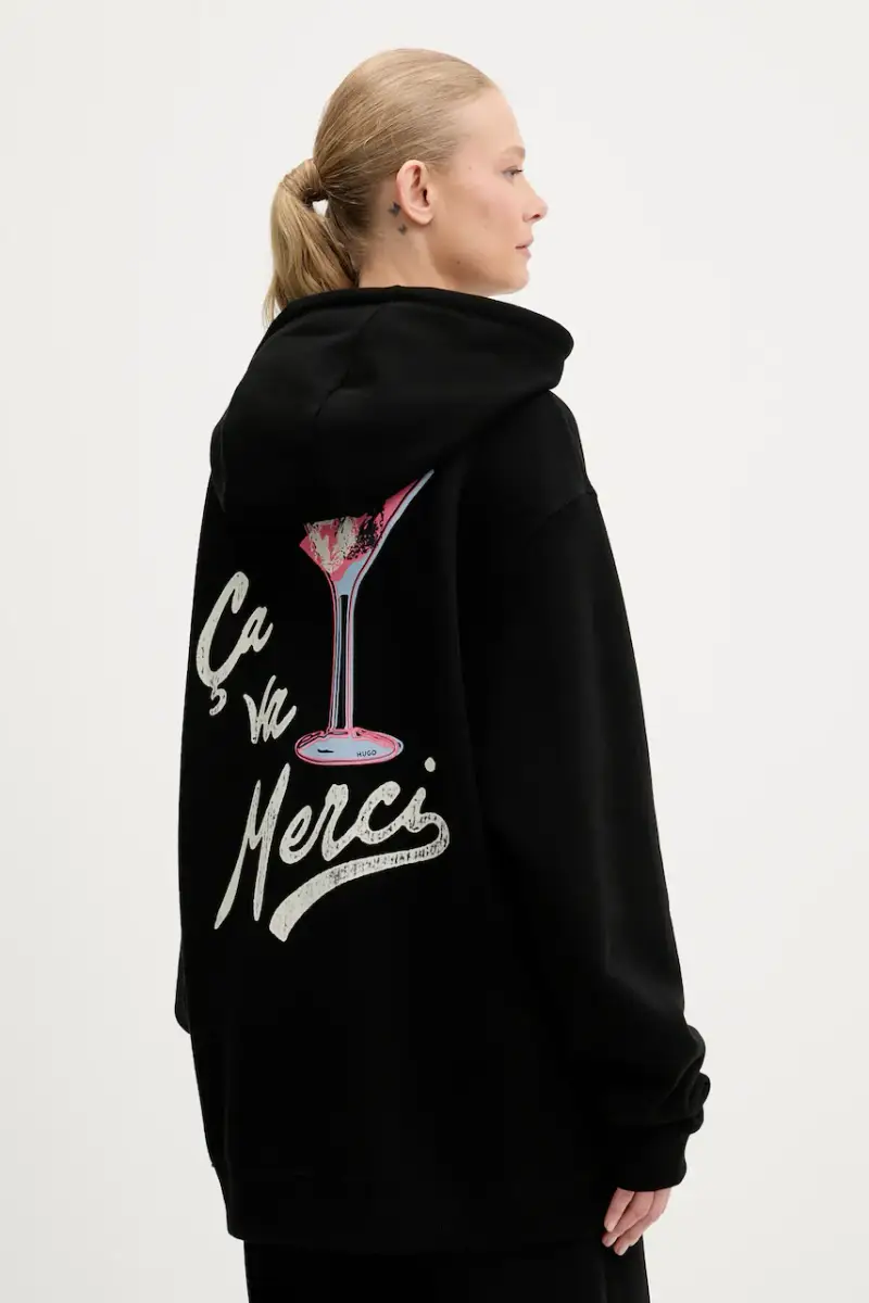 felpa in cotone donna colore nero con cappuccio 50545201 miniatura 3