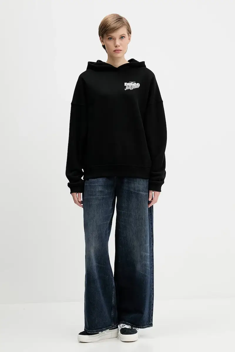 felpa in cotone donna colore nero con cappuccio 50554966 miniatura 2