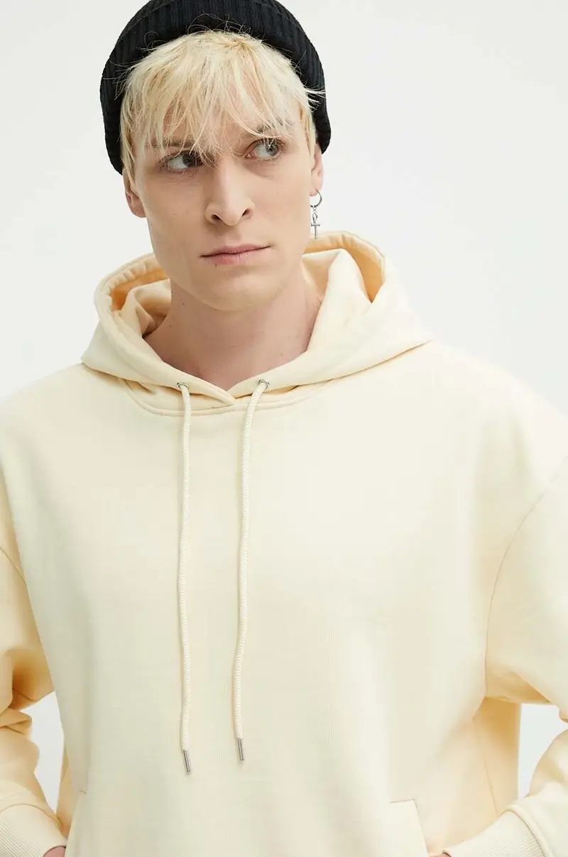 felpa in cotone uomo colore beige con cappuccio miniatura 5