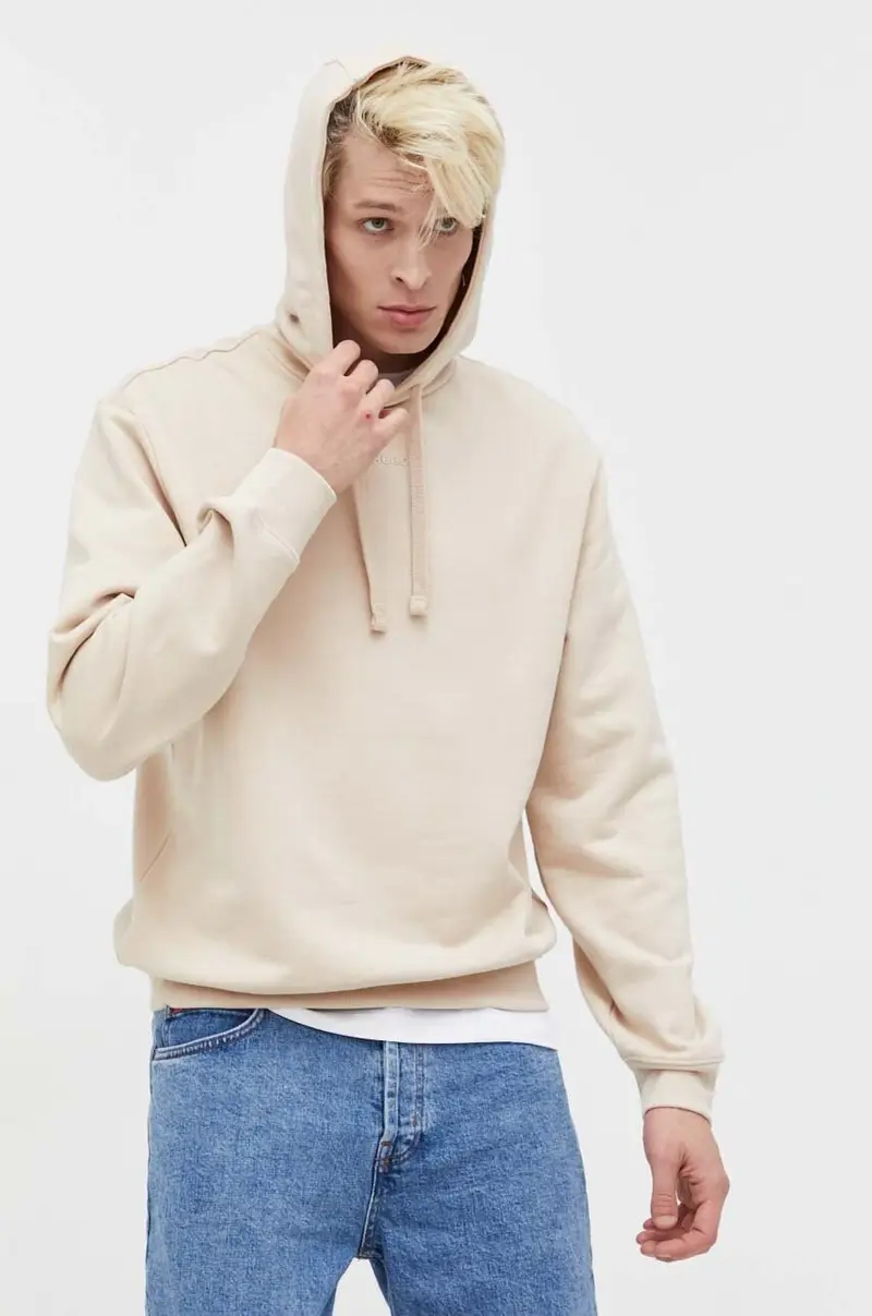 felpa in cotone uomo colore beige con cappuccio 50486478