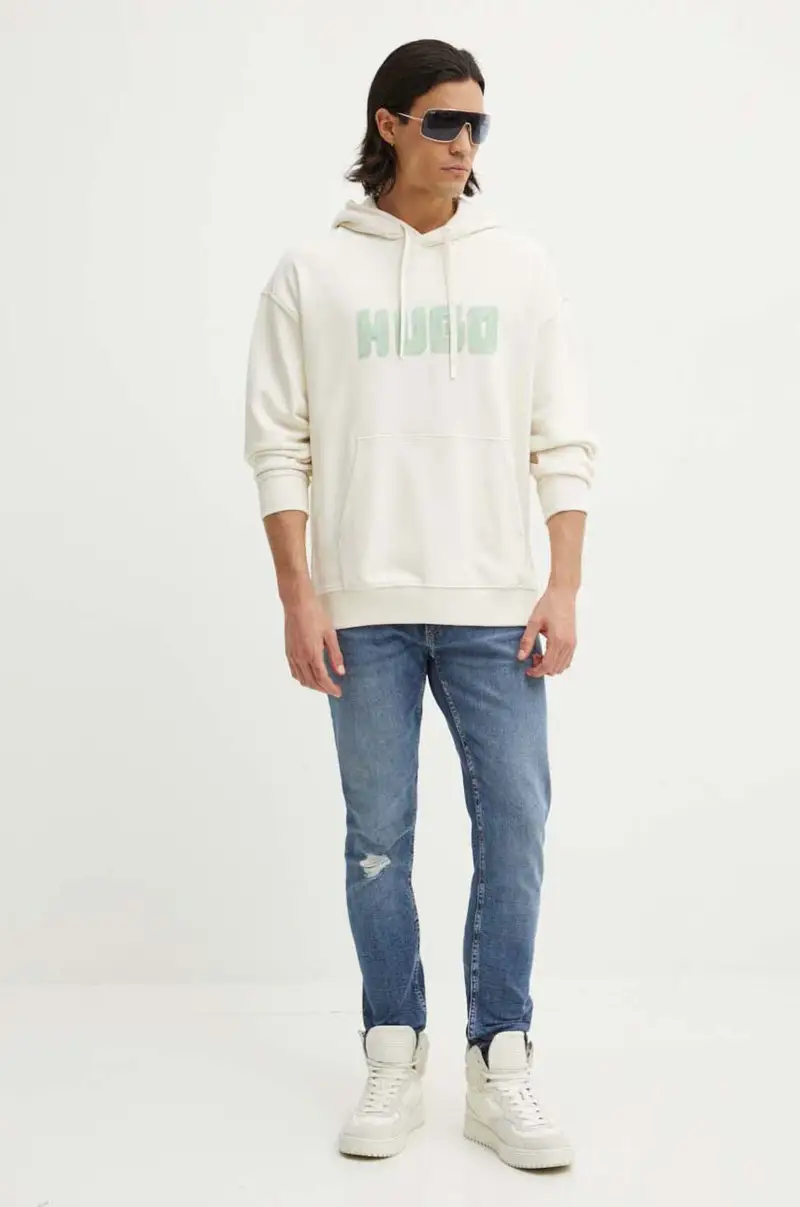 felpa in cotone uomo colore beige con cappuccio 50516655 miniatura 2