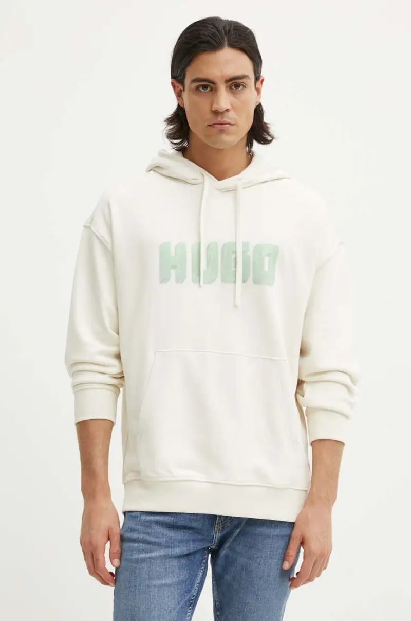 felpa in cotone uomo colore beige con cappuccio 50516655 miniatura 4