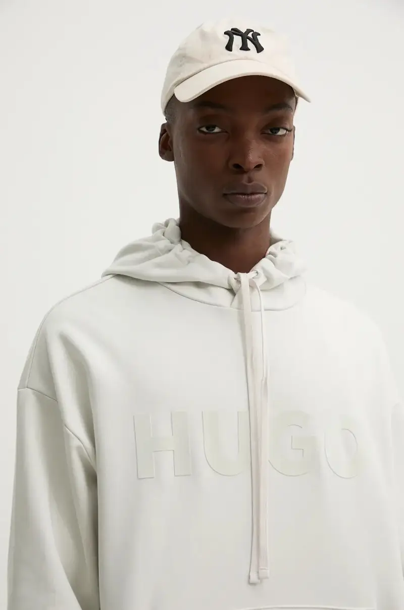 felpa in cotone uomo colore beige con cappuccio 50529090 miniatura 4