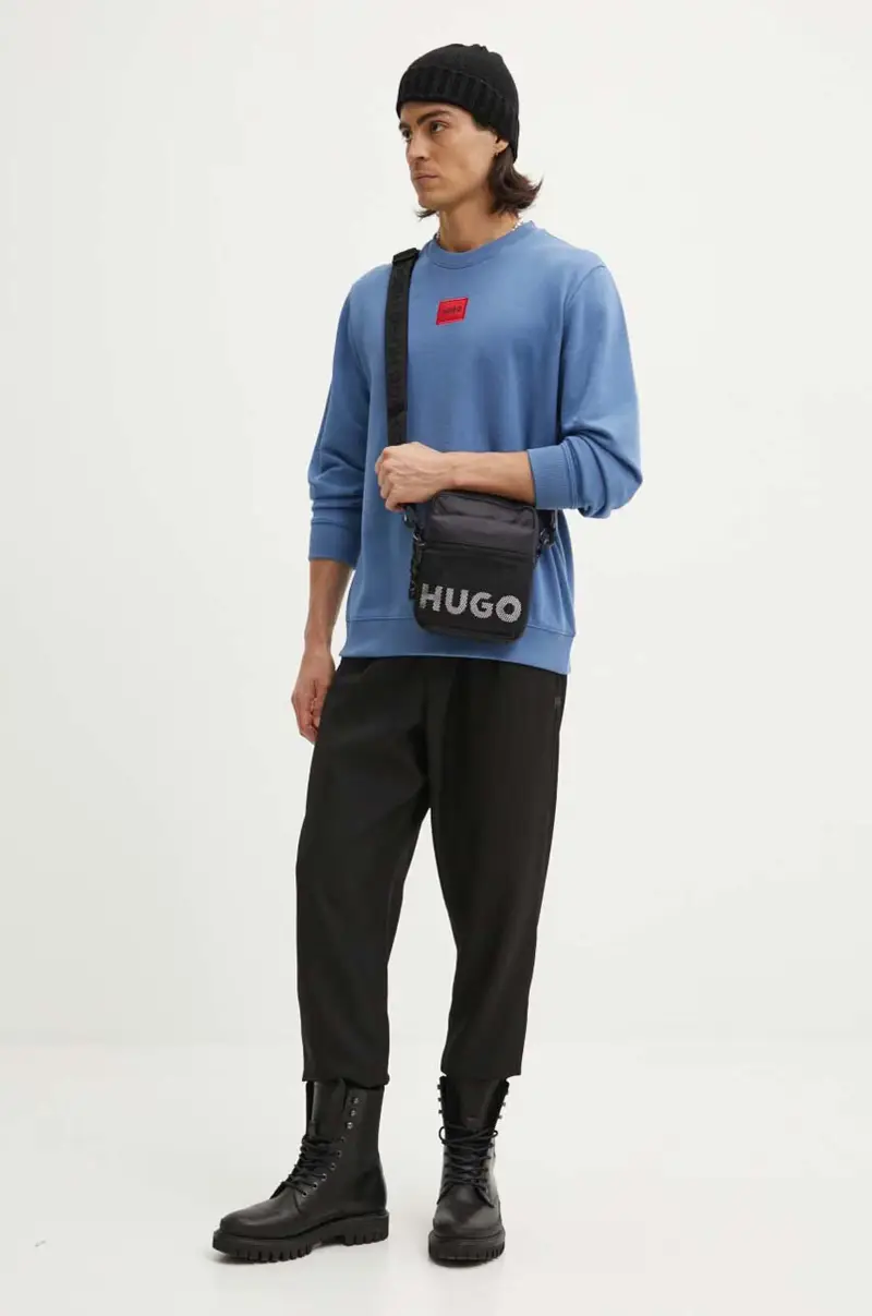 felpa in cotone uomo colore blu con applicazione 50447964 miniatura 2