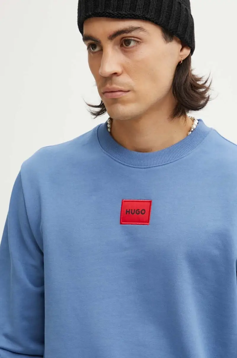 felpa in cotone uomo colore blu con applicazione 50447964 miniatura 4