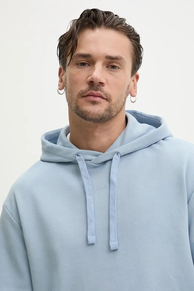 felpa in cotone uomo colore blu con cappuccio 50486478 miniatura 4