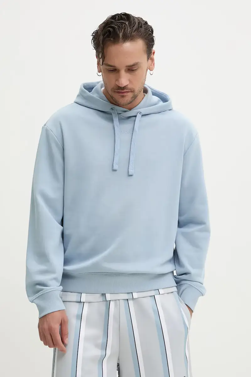 felpa in cotone uomo colore blu con cappuccio 50486478