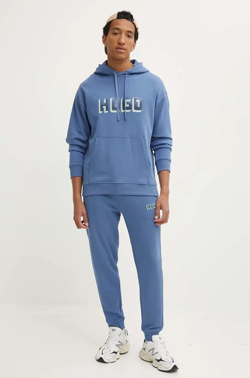 felpa in cotone uomo colore blu con cappuccio 50516655 miniatura 2