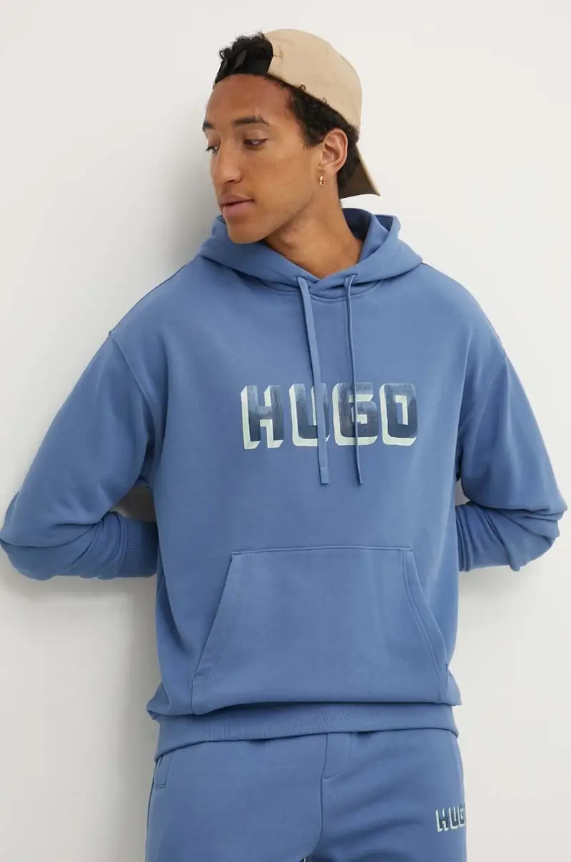 felpa in cotone uomo colore blu con cappuccio 50516655 miniatura 4