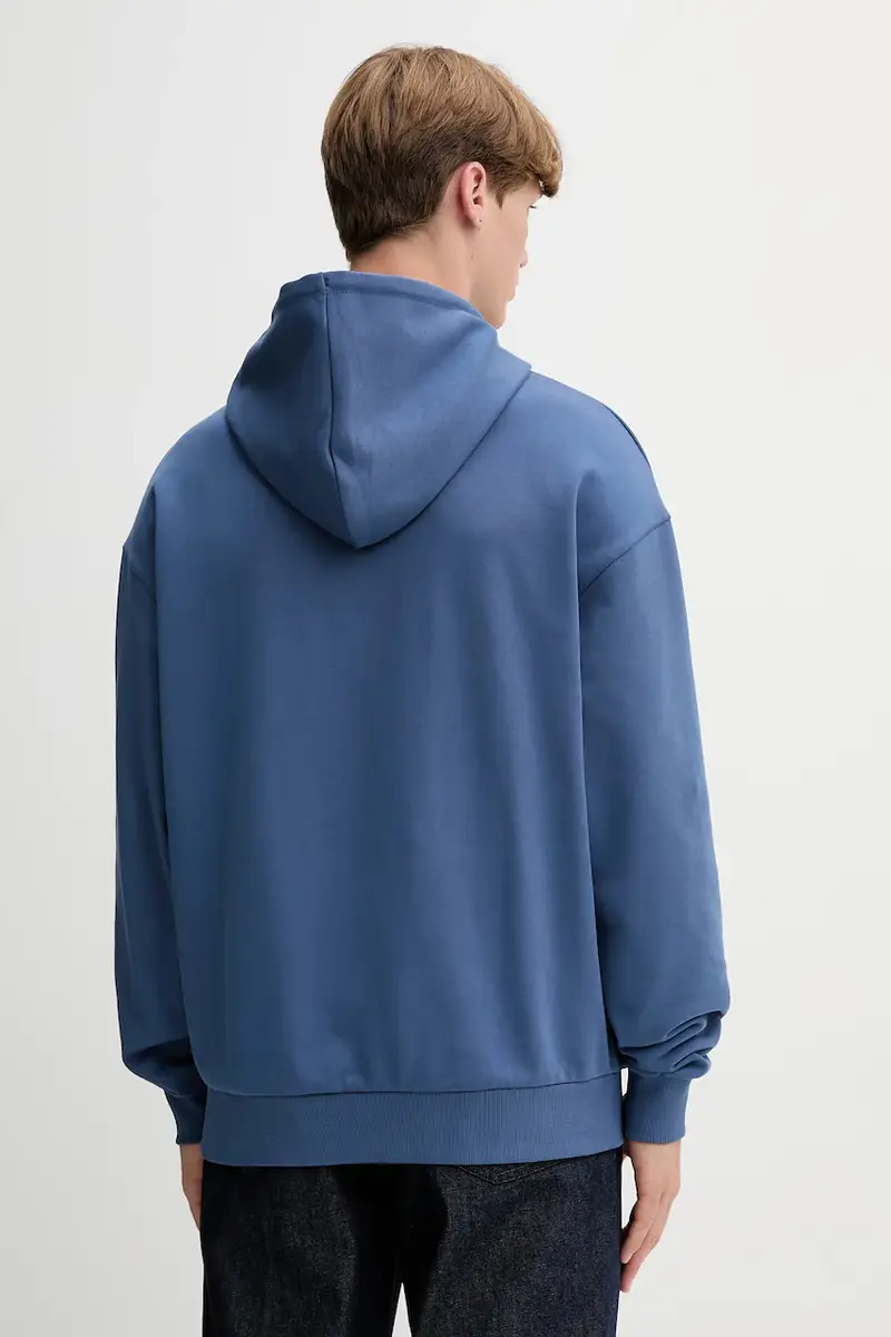 felpa in cotone uomo colore blu con cappuccio 50542787 miniatura 3