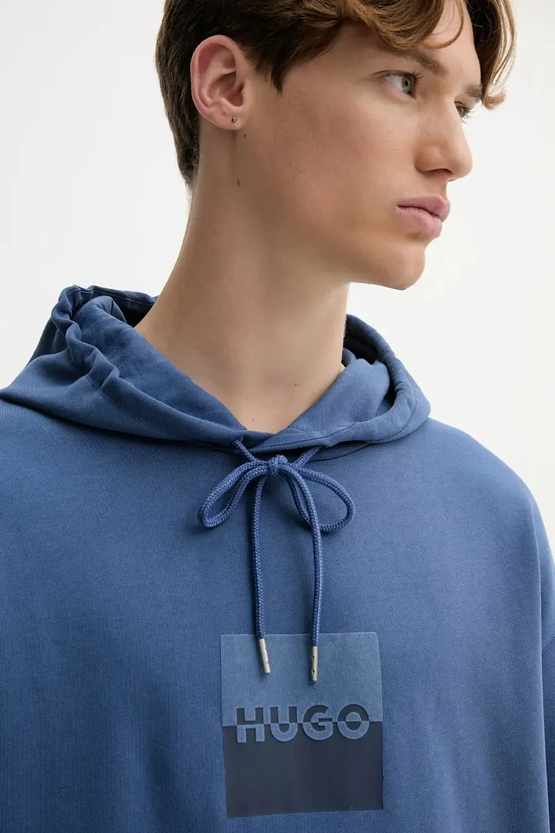 felpa in cotone uomo colore blu con cappuccio 50542787 miniatura 4