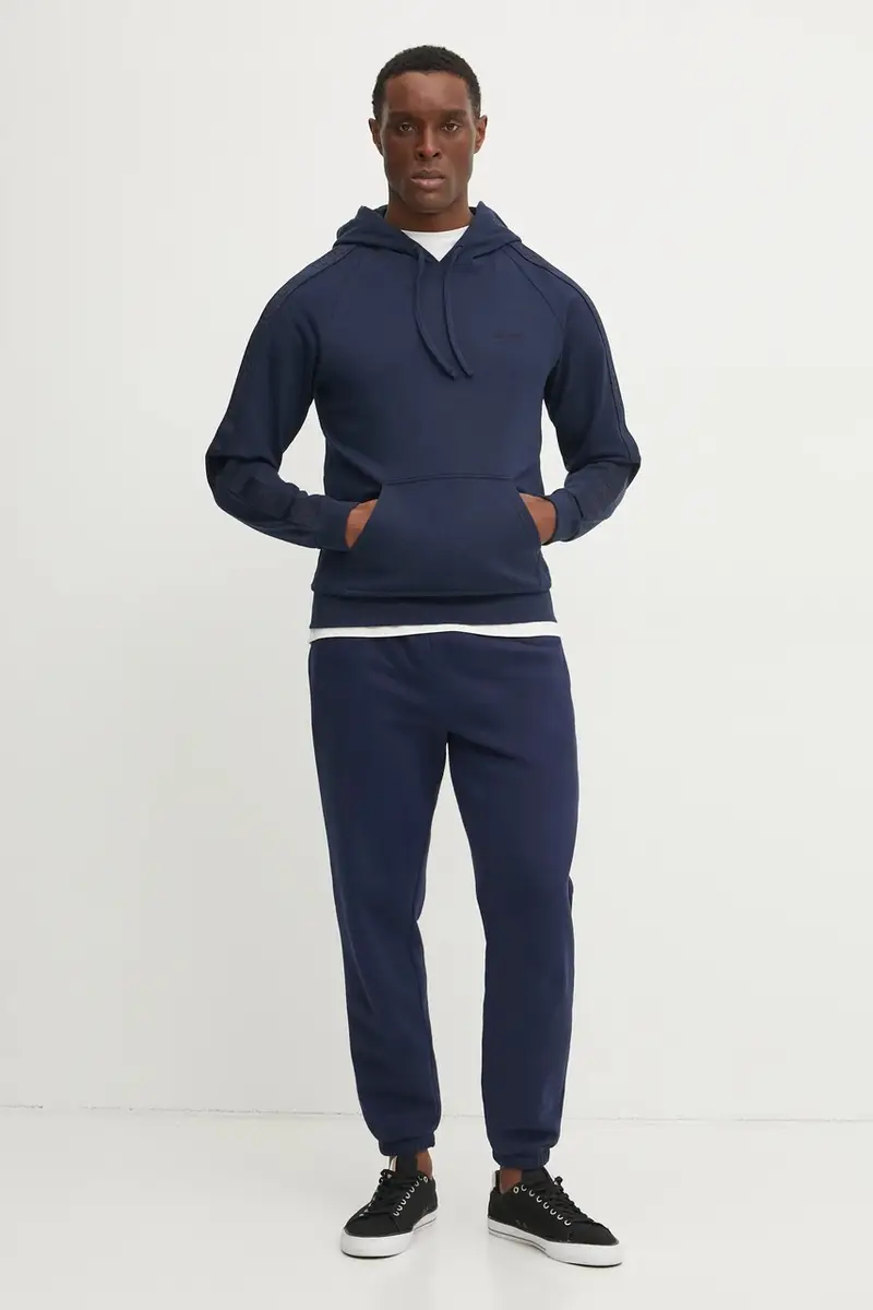 felpa in cotone uomo colore blu navy con cappuccio 50540921 miniatura 2