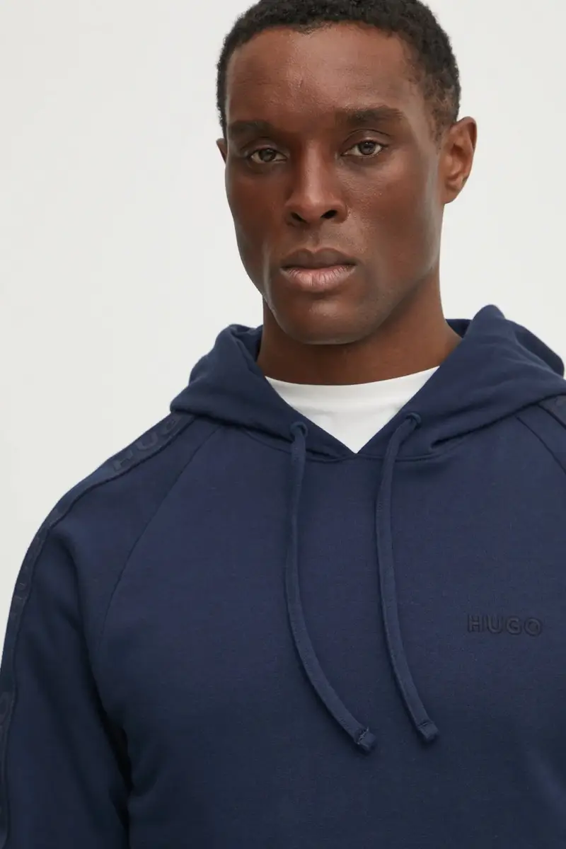 felpa in cotone uomo colore blu navy con cappuccio 50540921 miniatura 4