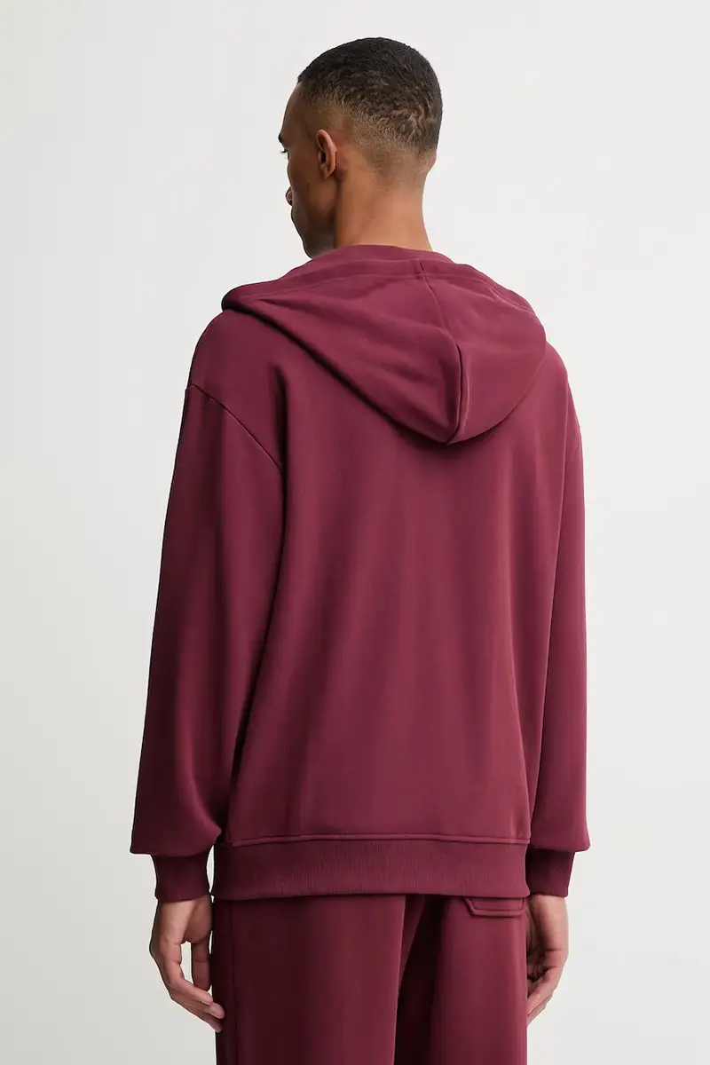 felpa in cotone uomo colore granata con cappuccio 50546874 miniatura 3