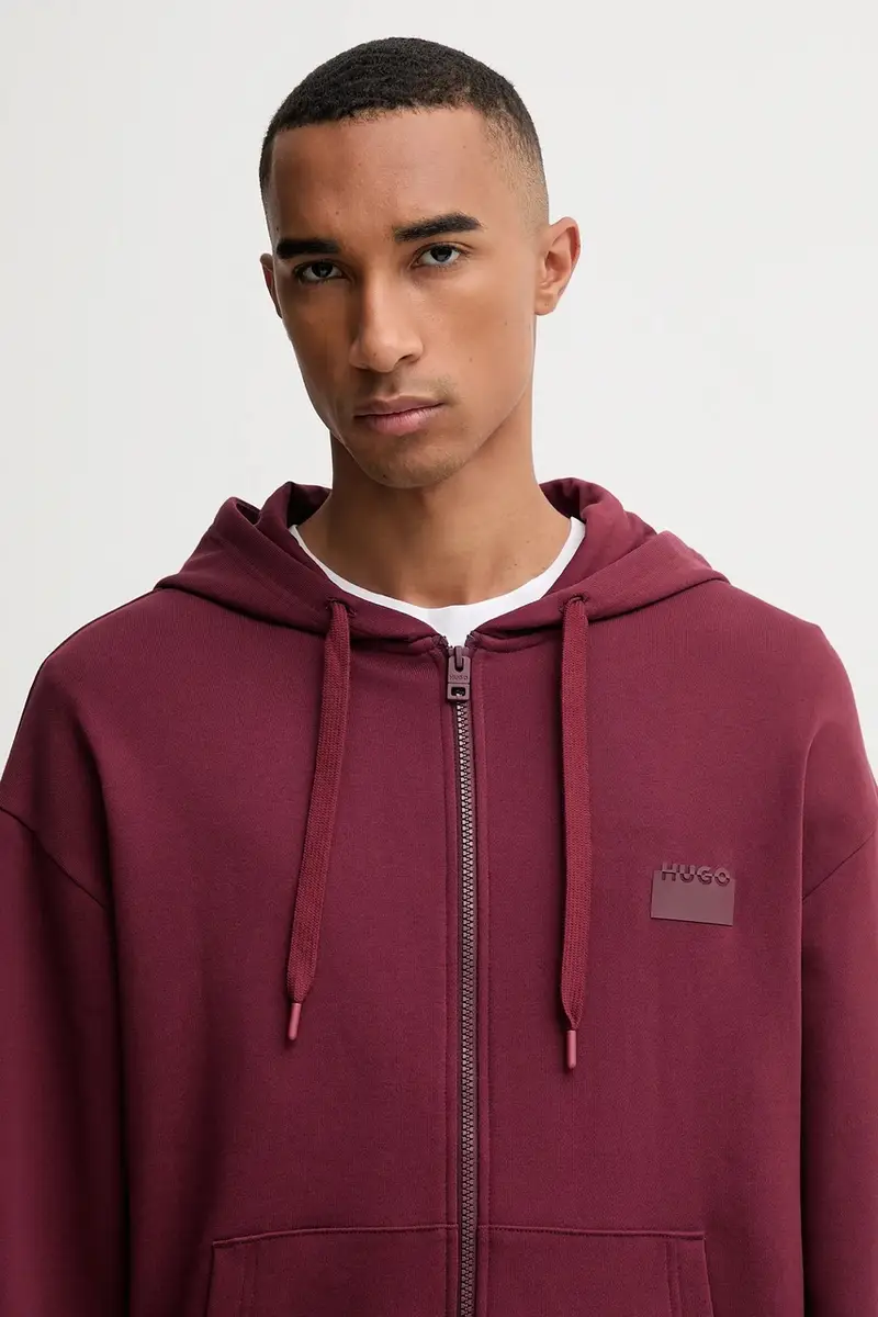 felpa in cotone uomo colore granata con cappuccio 50546874 miniatura 4