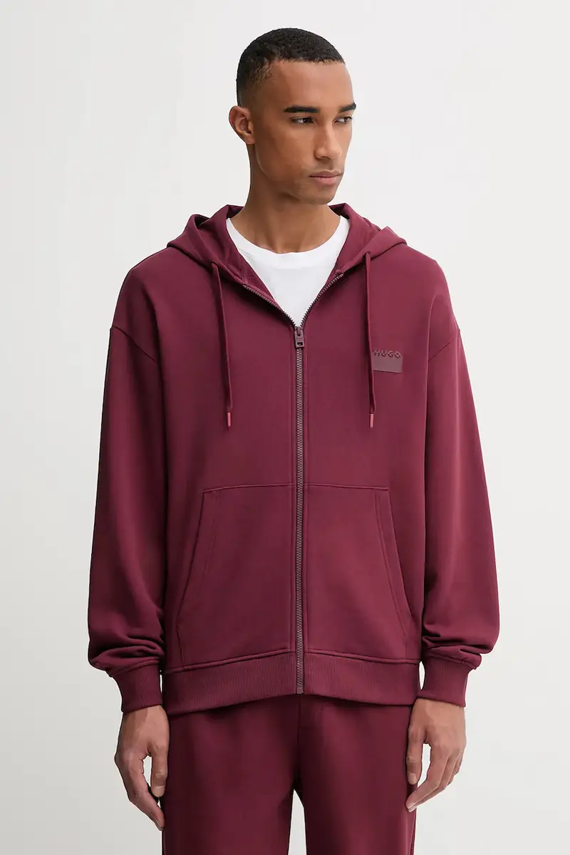 felpa in cotone uomo colore granata con cappuccio 50546874