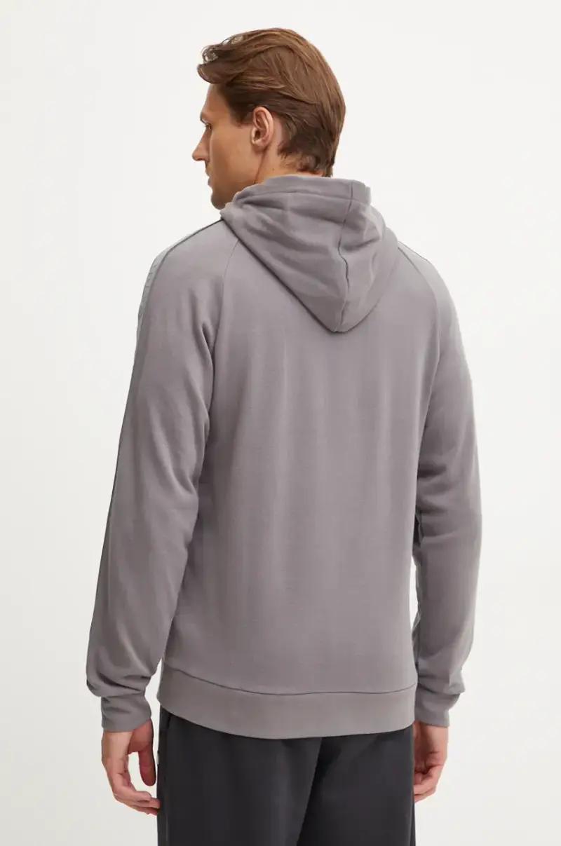 felpa in cotone uomo colore grigio con cappuccio con applicazione 50520502 miniatura 2