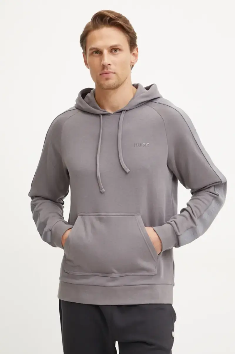 felpa in cotone uomo colore grigio con cappuccio con applicazione 50520502