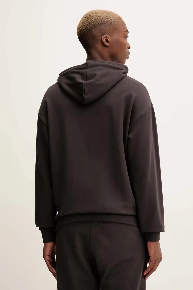 felpa in cotone uomo colore marrone con cappuccio 50549313 miniatura 3