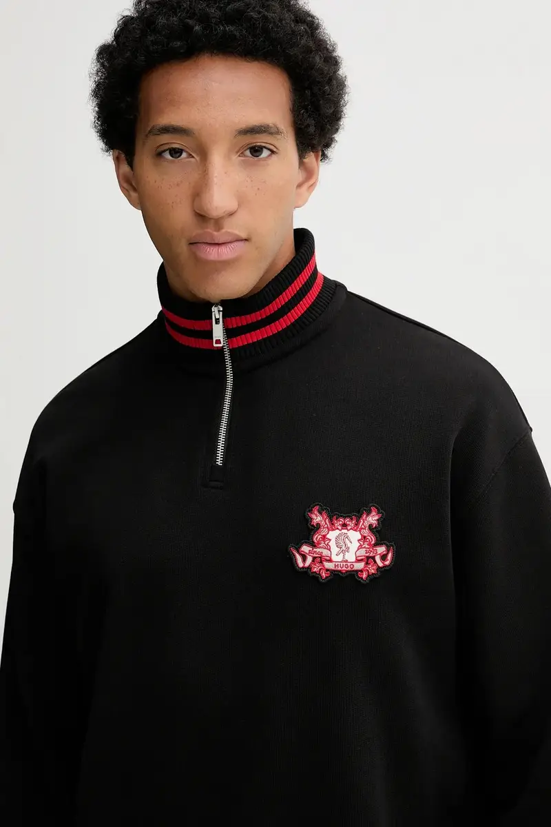 felpa in cotone uomo colore nero con applicazione 50542959 miniatura 4