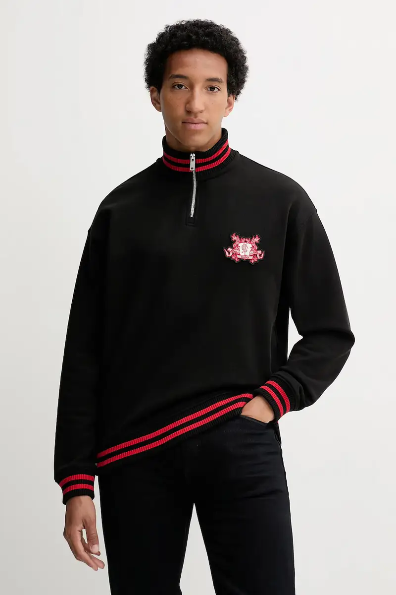 felpa in cotone uomo colore nero con applicazione 50542959