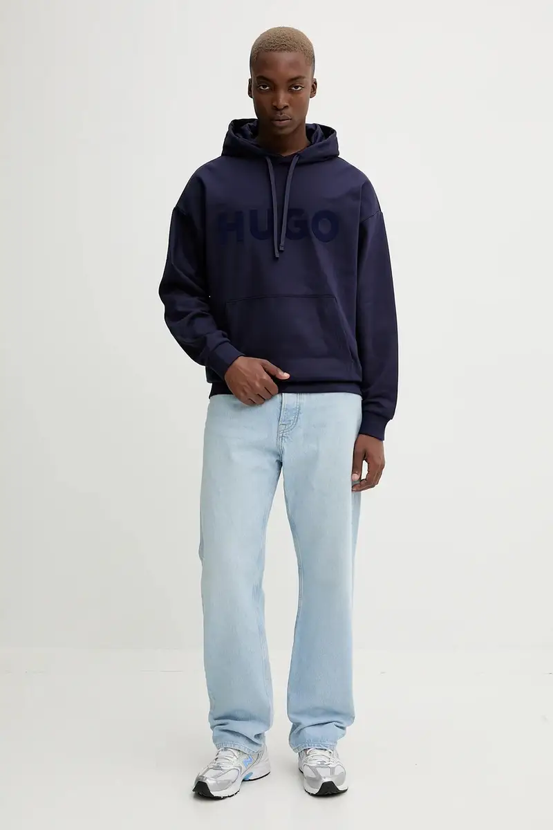 felpa in cotone uomo colore nero con cappuccio 50529090 Blu navy miniatura 2