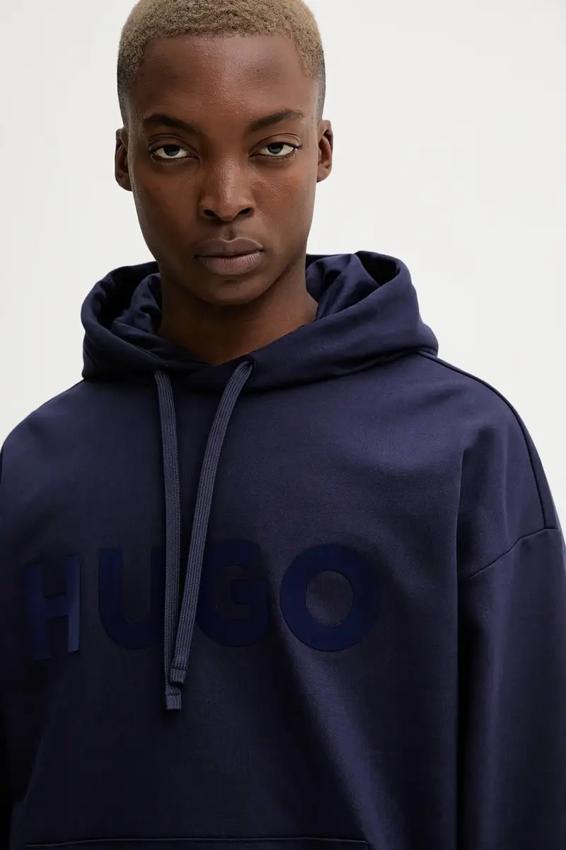 felpa in cotone uomo colore nero con cappuccio 50529090 Blu navy miniatura 4