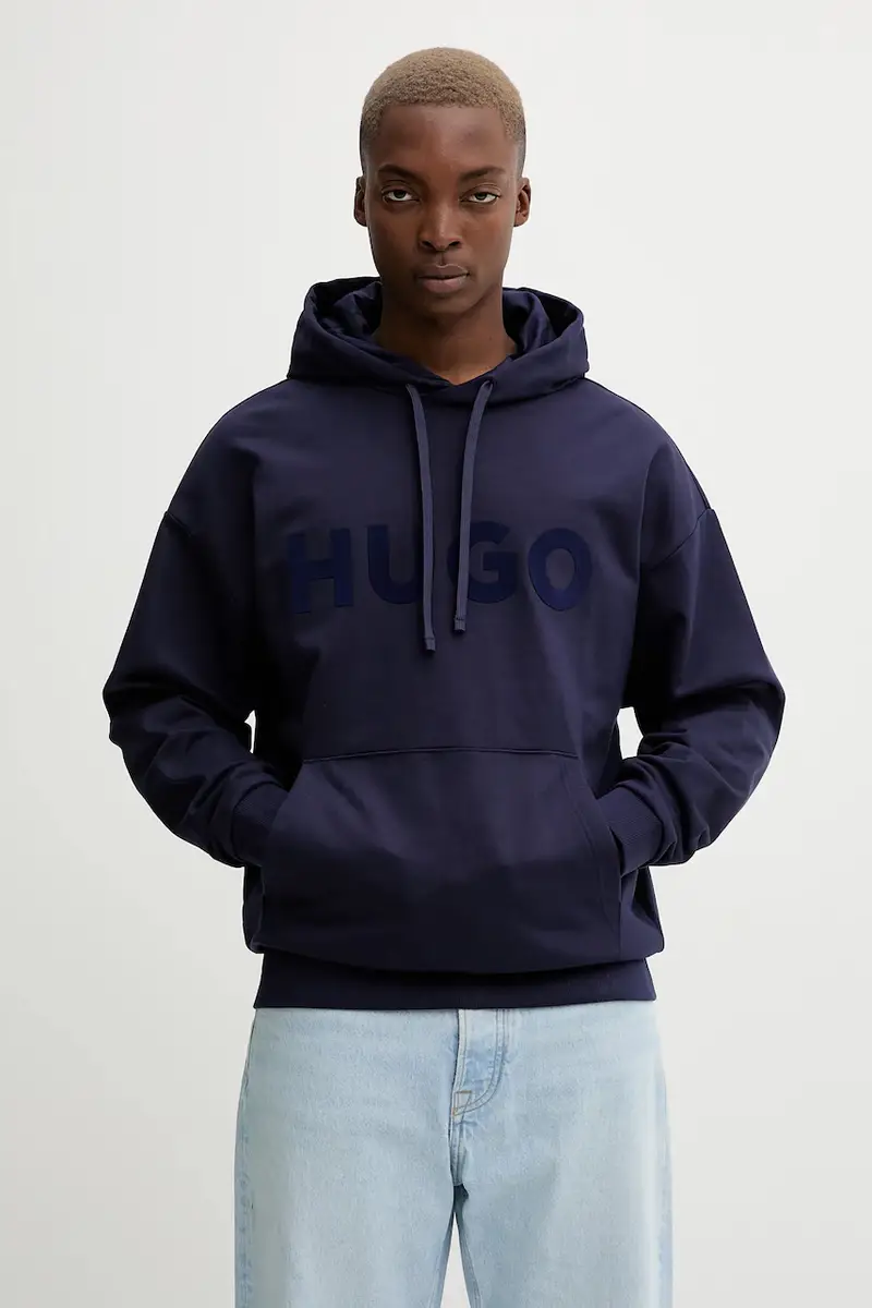 felpa in cotone uomo colore nero con cappuccio 50529090 Blu navy