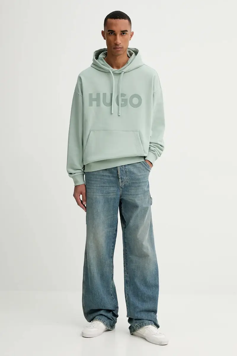 felpa in cotone uomo colore nero con cappuccio 50529090 Verde miniatura 2