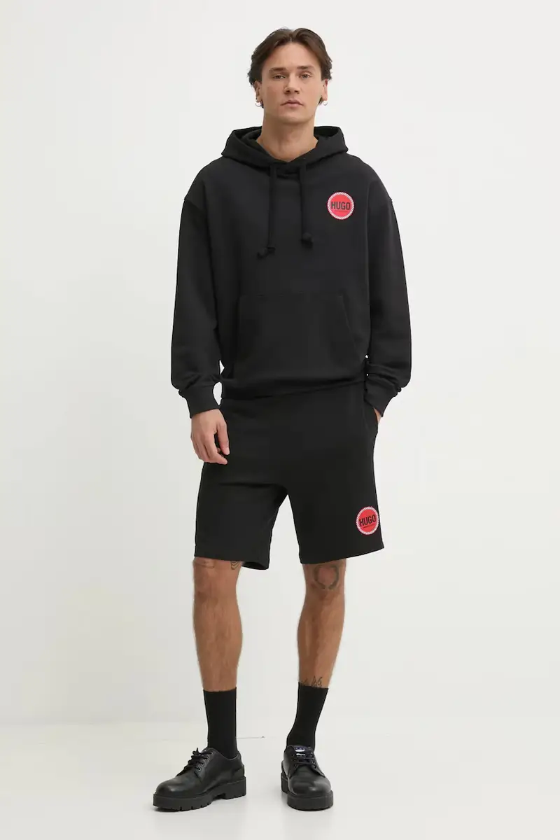 felpa in cotone uomo colore nero con cappuccio 50530658 miniatura 2