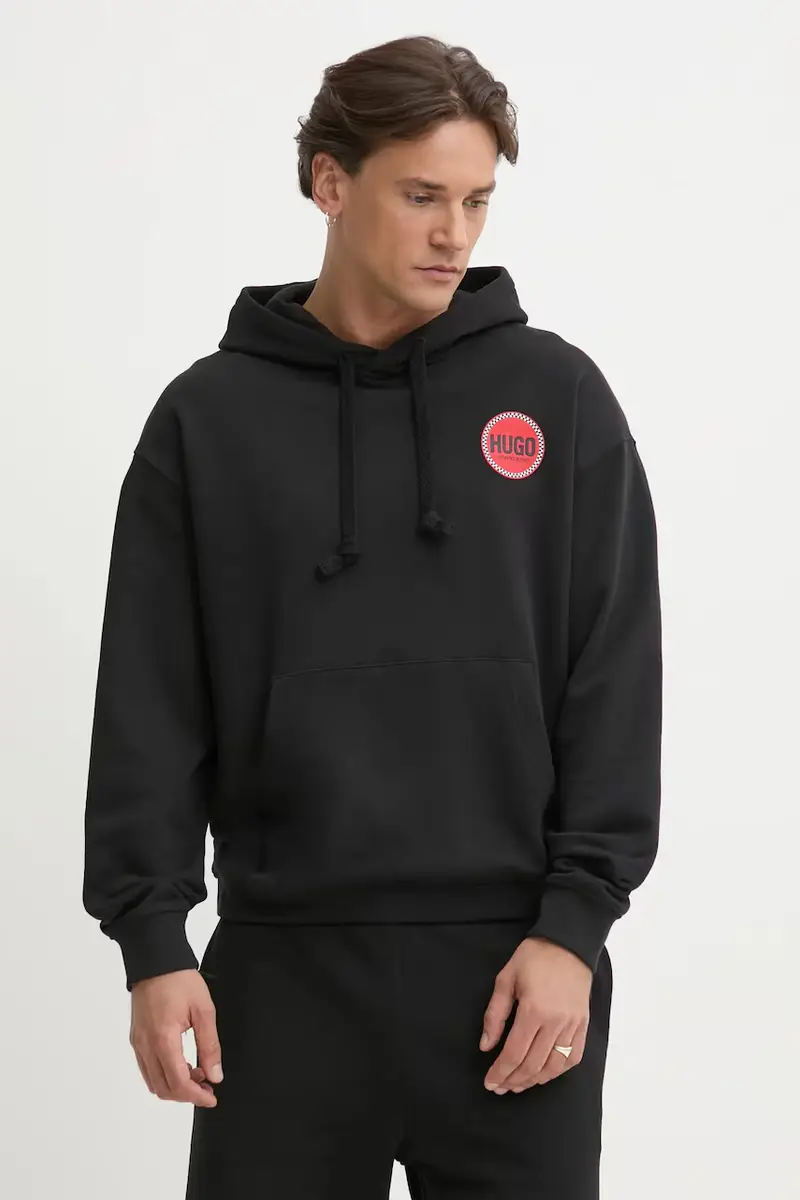 felpa in cotone uomo colore nero con cappuccio 50530658