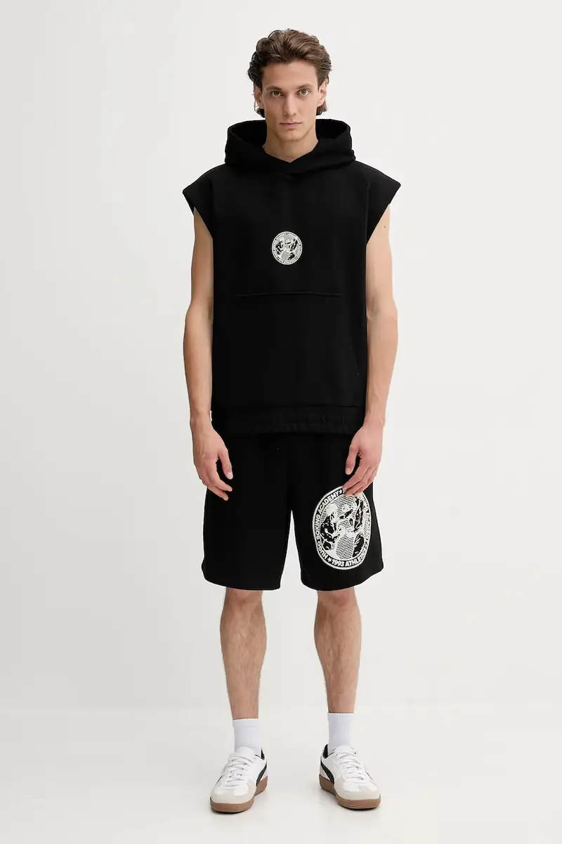 felpa in cotone uomo colore nero con cappuccio 50542433 miniatura 2