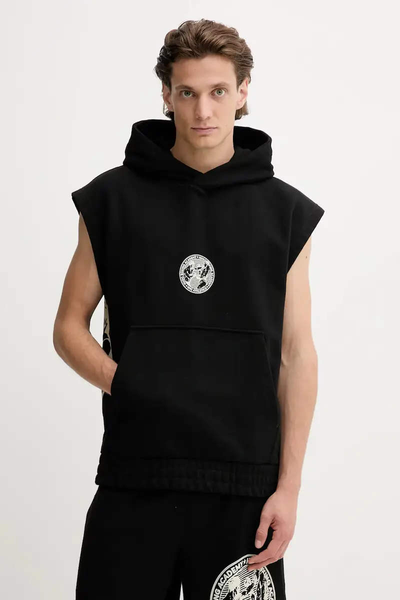 felpa in cotone uomo colore nero con cappuccio 50542433 miniatura 3