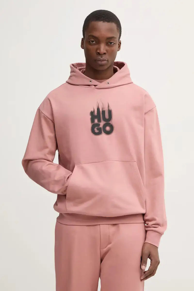 felpa in cotone uomo colore rosa con cappuccio 50530428