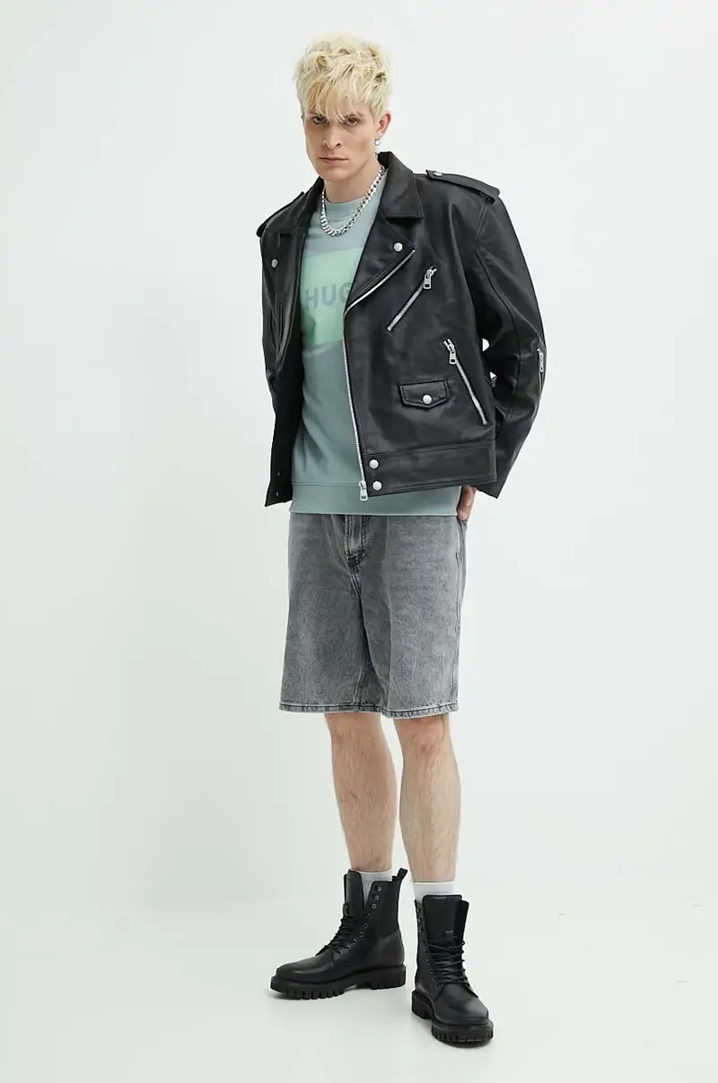 felpa in cotone uomo colore turchese miniatura 2