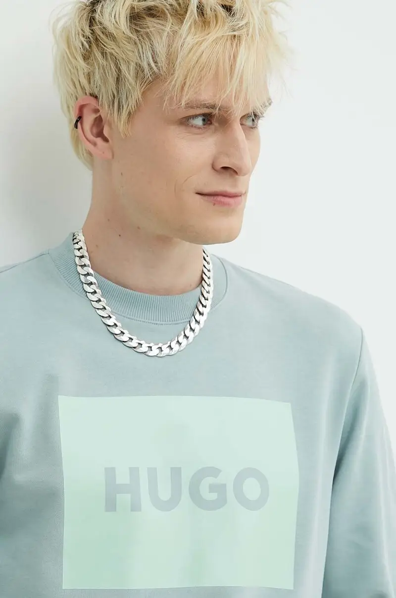 felpa in cotone uomo colore turchese miniatura 4