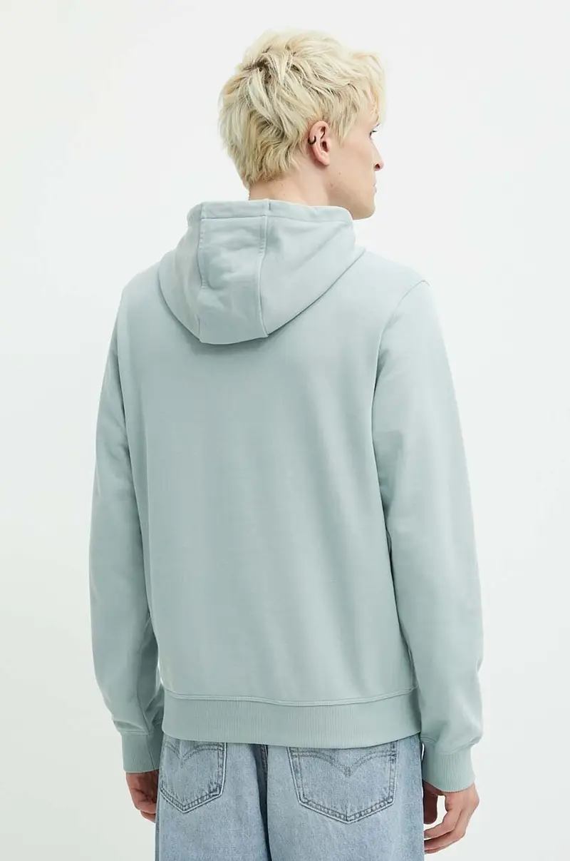 felpa in cotone uomo colore turchese con cappuccio miniatura 3