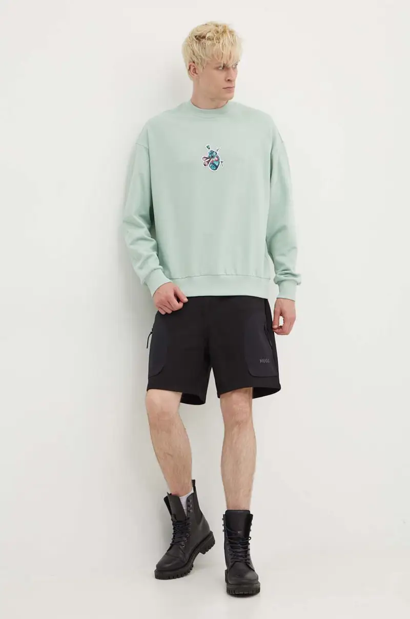 felpa in cotone uomo colore verde con applicazione 50518981 miniatura 2