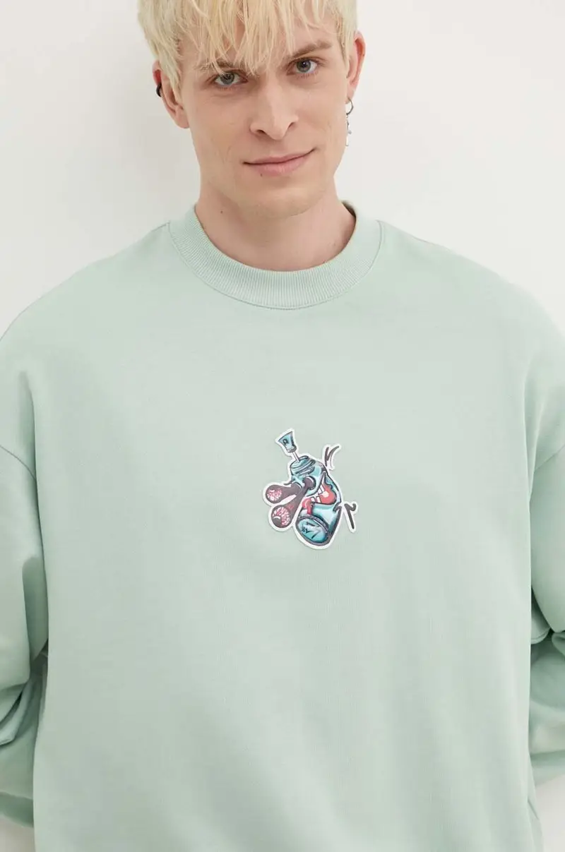 felpa in cotone uomo colore verde con applicazione 50518981 miniatura 4